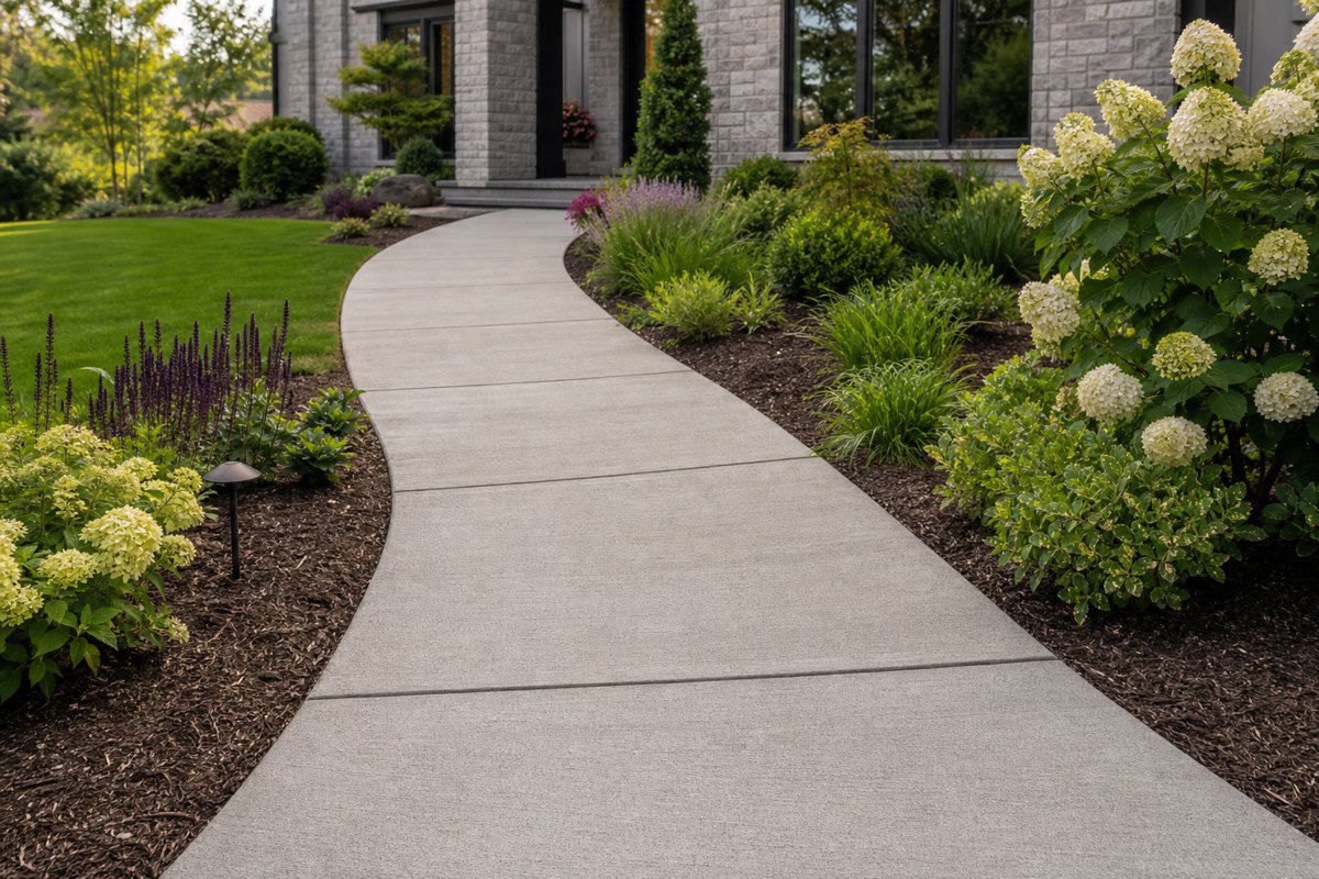Finished concrete walkway