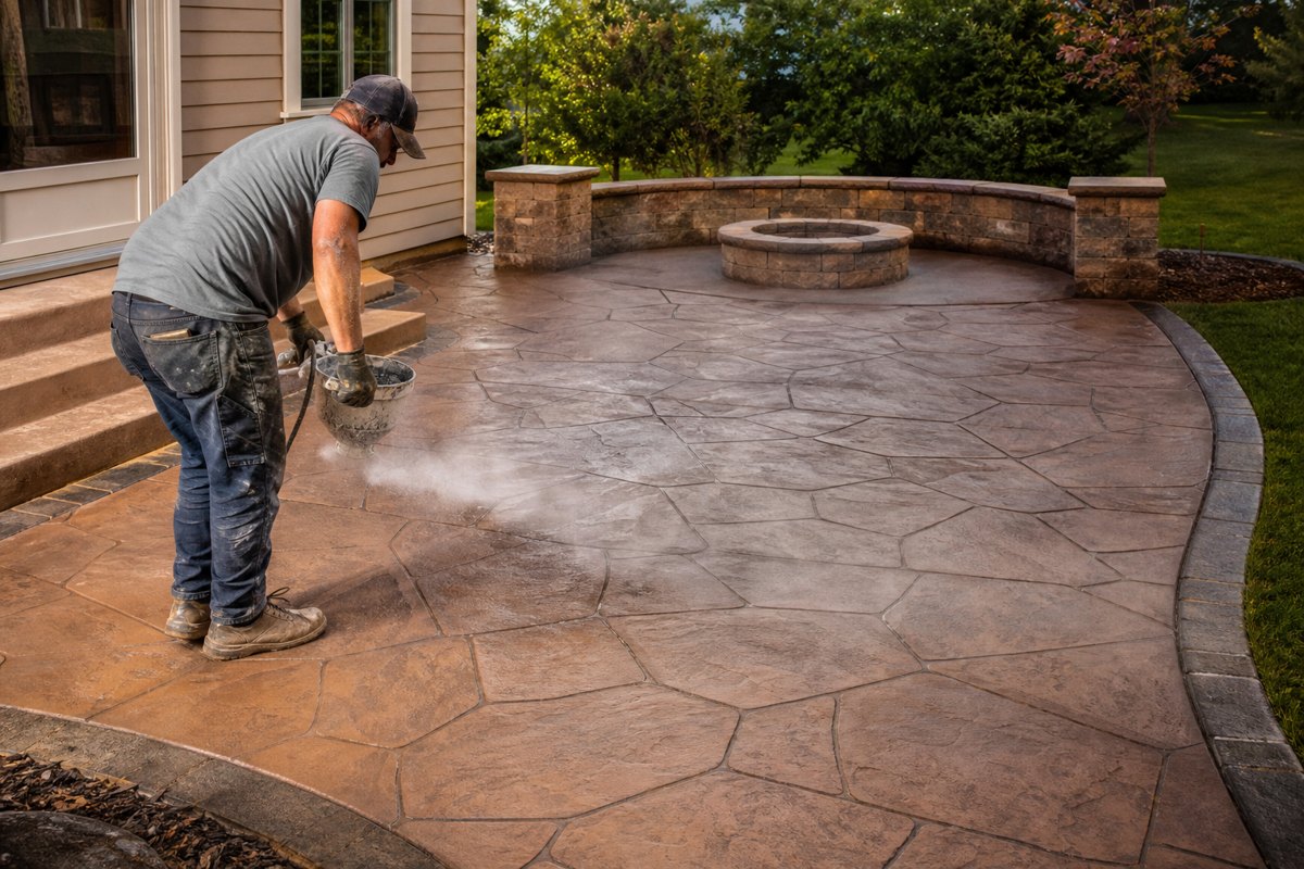 Stamped concrete finish detail